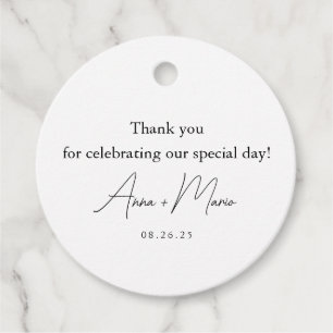 Étiquettes Cadeau Mots clés minimalistes Noir Blanc Mariage Faveur