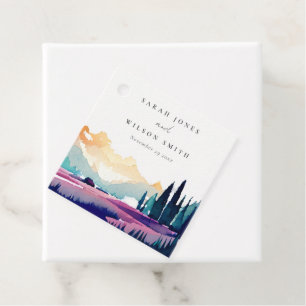 Étiquettes Cadeau Mountain Country Lilac Fields Mariage paysager