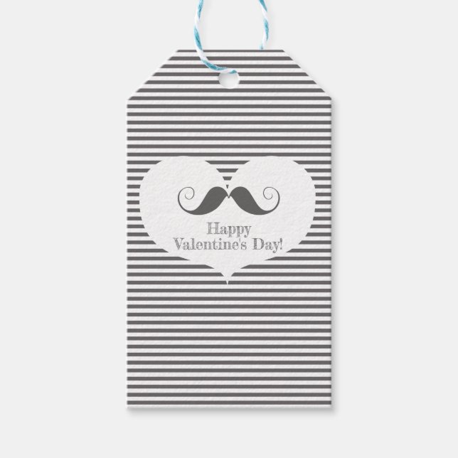 Étiquettes-cadeau Moustache Heureuse Sainte-Valentin amusante et ray (Devant)