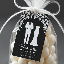 Étiquettes-cadeau Mr & Mrs Wedding Dress Tuxedo Thank You