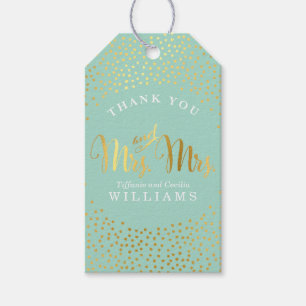 Étiquettes-cadeau MRS & MRS MERCI MARIAGE confetti ment