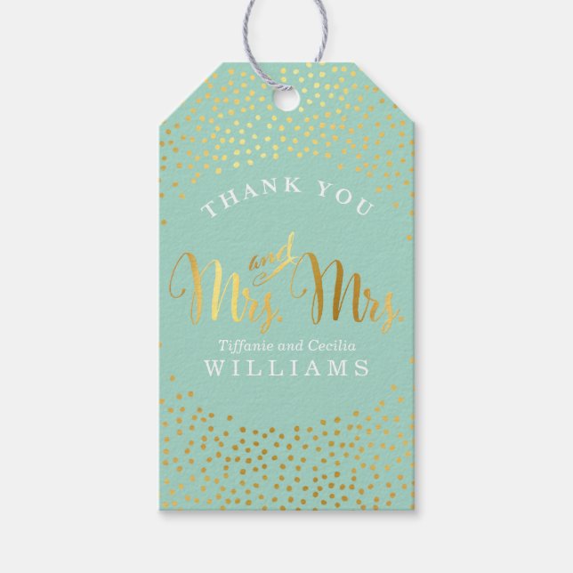 Étiquettes-cadeau MRS & MRS MERCI MARIAGE confetti ment (Devant)