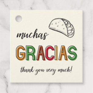 Étiquettes Cadeau Muchas Gracias, Parti Taco En Merci