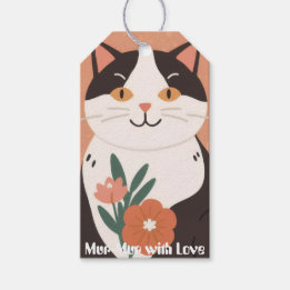 Étiquettes-cadeau Mur-Mur avec amour personnalisé chat mignon heureu