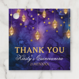 Étiquettes Cadeau Mystic Purple Blue Lanterns Bokeh Quinceanera