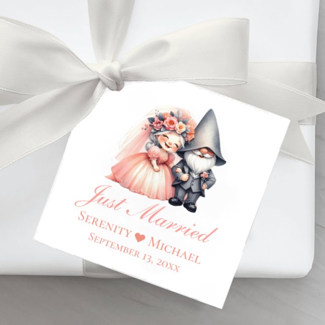 Étiquettes Cadeau Nain de jardin conte de fées mariage rustique just (Créateur téléchargé)