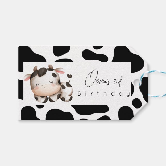 Étiquettes-cadeau naissance de la vache sans sexe (Devant (Horizontal))