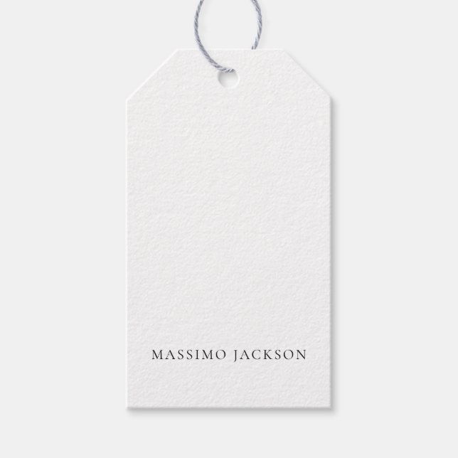 Étiquettes-cadeau Name Minimalist Modern Plain Simple Black White (Devant)