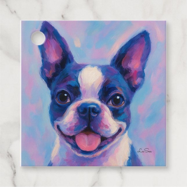 Étiquettes Cadeau Napkins Boston Terrier Tea Party (Devant)