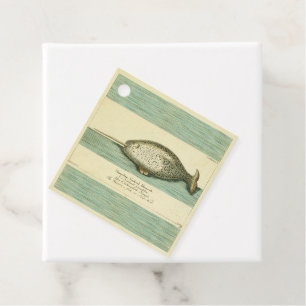 Étiquettes Cadeau Narwhal Antique Baleine Aquarelle Art scientifique