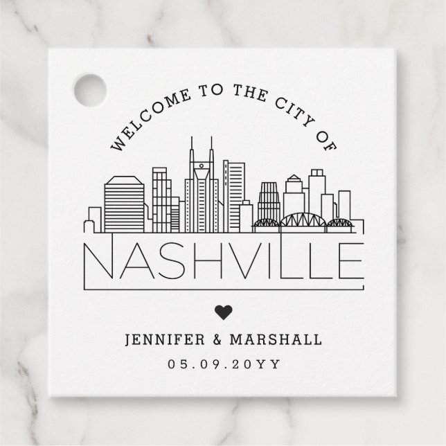 Étiquettes Cadeau Nashville Skyline | Accueil Mariage (Devant)