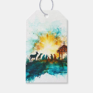Étiquettes-cadeau Nativité avec animaux et étoile