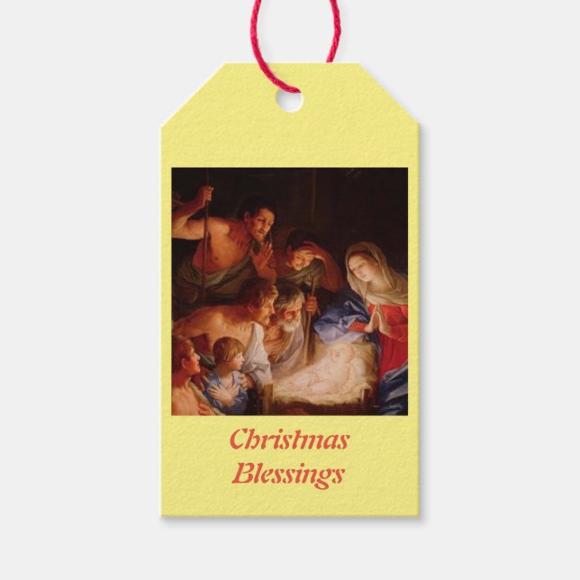Étiquettes-cadeau Nativité de Noël (Devant)