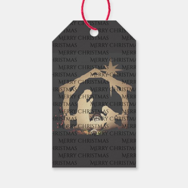 Étiquettes-cadeau Nativité de Noël Luxe Gold (Devant)
