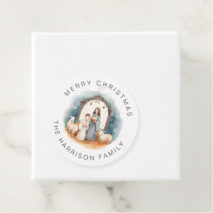 Étiquettes Cadeau Nativité religieuse personnalisée Noël
