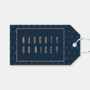 Étiquettes-cadeau Naughty ou Nice de la Marine d'or