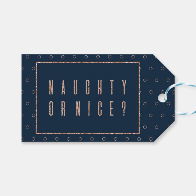 Étiquettes-cadeau Naughty ou Nice de la Marine d'or (Devant (Horizontal))