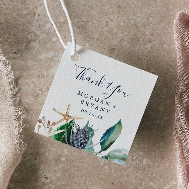 Étiquettes Cadeau Nautique moderne | Merci vert (Créateur téléchargé)