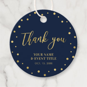 Étiquettes Cadeau Navy & Or   Cadeau de remerciement d'anniversaire 