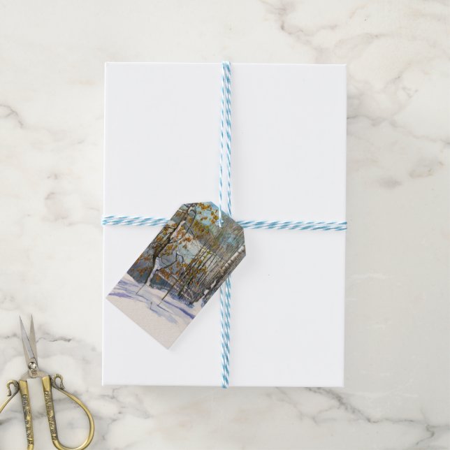 Étiquettes-cadeau Neige (Avec de laficelle)