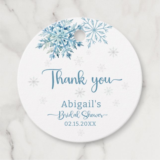 ÉTIQUETTES CADEAU NEIGE BLEUE POUR MARIÉE PLUVIÉRE (Devant)