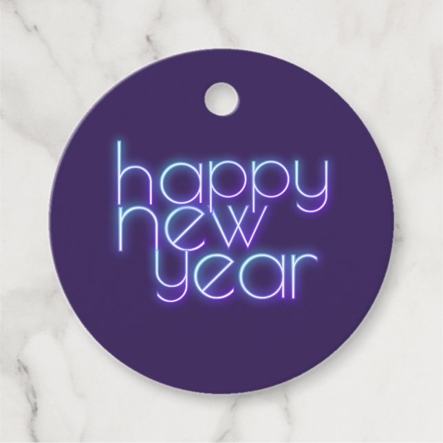 Étiquettes Cadeau Neon Bonne Année (Devant)