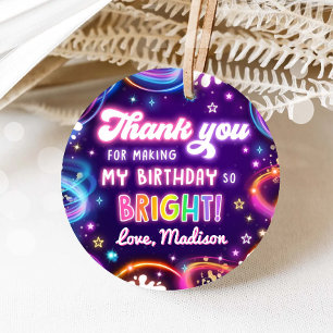 Étiquettes Cadeau Neon Glow in the Dark Disco Girl Birthday Party
