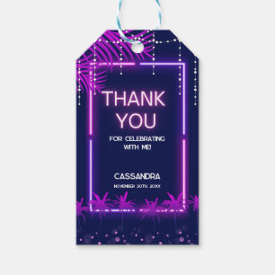 Étiquettes-cadeau Neon Lights Palm Beach Night Party Anniversaire