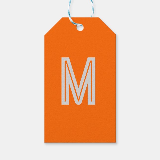 Étiquettes-cadeau néon orange - ajouter monogramme (Devant)
