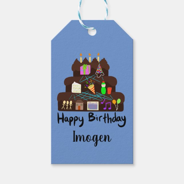 Étiquettes-cadeau Nerdy Birthday Réseau neuronal (Devant)