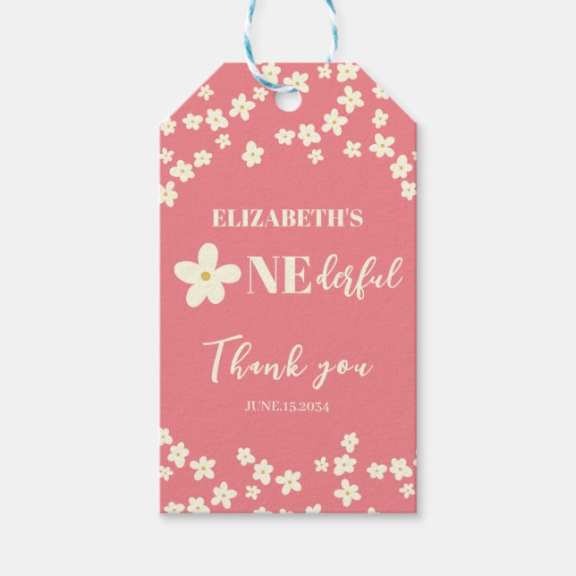 Étiquettes-cadeau N'est-elle pas belle marguerite 1er anniversaire m (Devant)