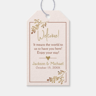Étiquettes-cadeau Neutral Fall in Love Wedding Hotel Bag Welcome
