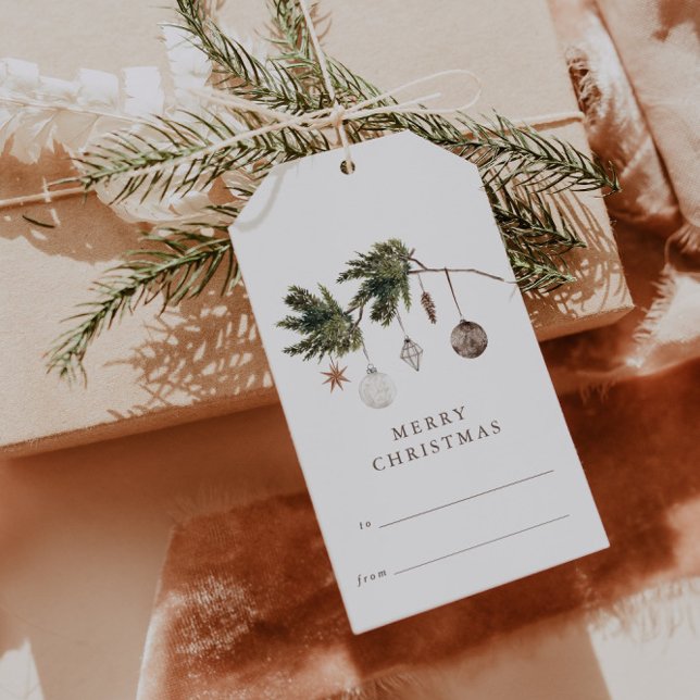 Étiquettes-cadeau Neutral Watercolor Ornaments Christmas  (Créateur téléchargé)
