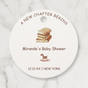 Étiquettes Cadeau Neutre Élégant nouveau chapitre Baby shower de liv