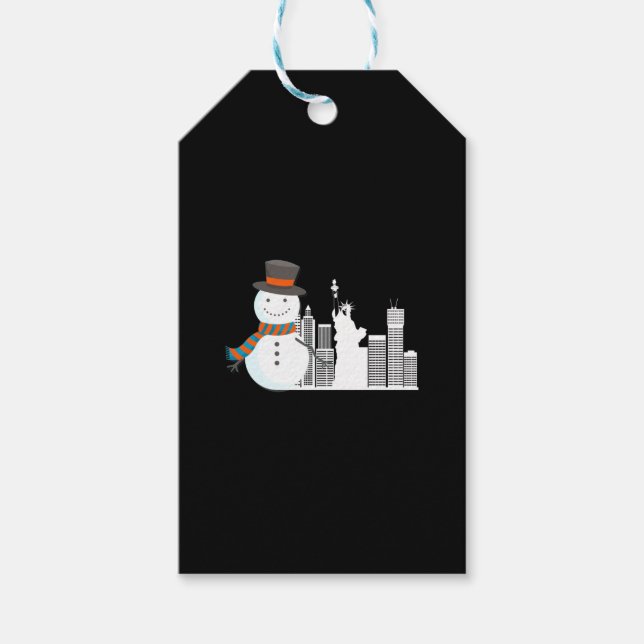 Étiquettes-cadeau New York Snowman (Devant)