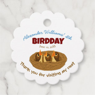 Étiquettes Cadeau Nid d'oiseau Bébé Oiseaux Fête d'anniversaire pour