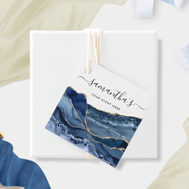 Étiquettes Cadeau N'importe quel événement, Elegant Blue Agate et Go (Créateur téléchargé)