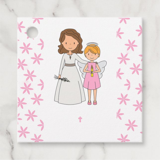 Étiquettes Cadeau Niña Primera Comunión Flores (Devant)