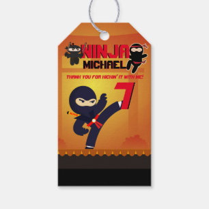 Étiquettes-cadeau NINJA Film Star Warrior Kicking it Karate Party