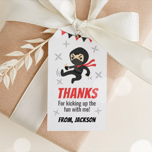 Étiquettes-cadeau Ninja Warrior Favor Tags Garçon Rouge et Noir