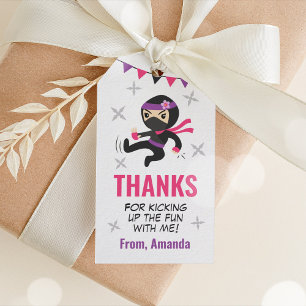 Étiquettes-cadeau Ninja Warrior Favor Tags Girl Pink and Purple
