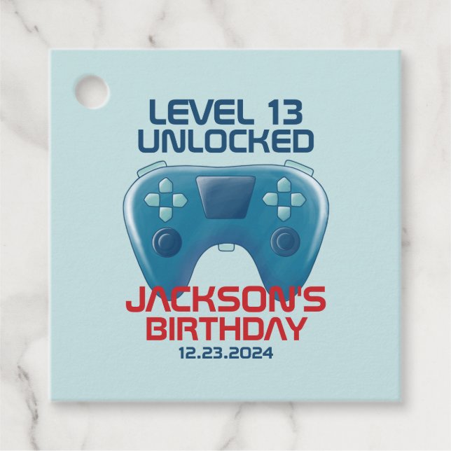 Étiquettes Cadeau Niveau du jeu vidéo Ado déverrouillé fête d'annive (Devant)