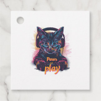 Étiquettes Cadeau Niveau gamer chat vers le haut