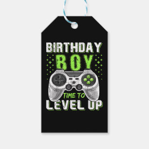 Étiquettes-cadeau Niveau supérieur garçon d'anniversaire jeu vidéo