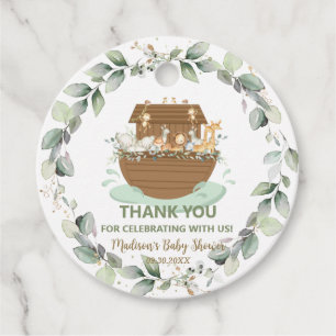 Étiquettes Cadeau Noah's Ark Greenery Baby shower Neutre Anniversair