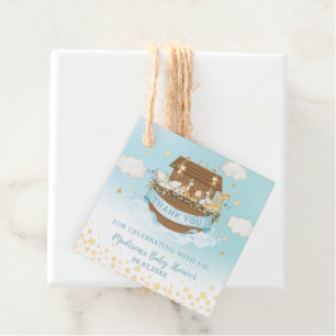Étiquettes Cadeau Noah's Ark mignonne Animaux bleu Baby shower d'ann