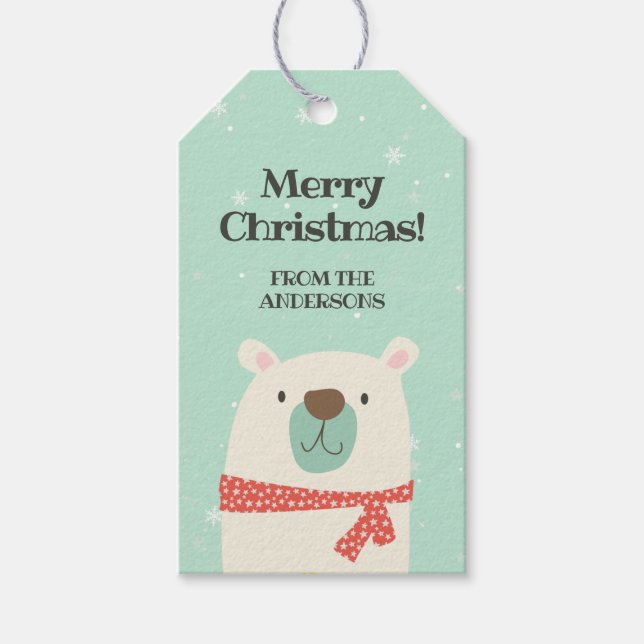 Étiquettes-cadeau Noël à l'ours polaire (Devant)