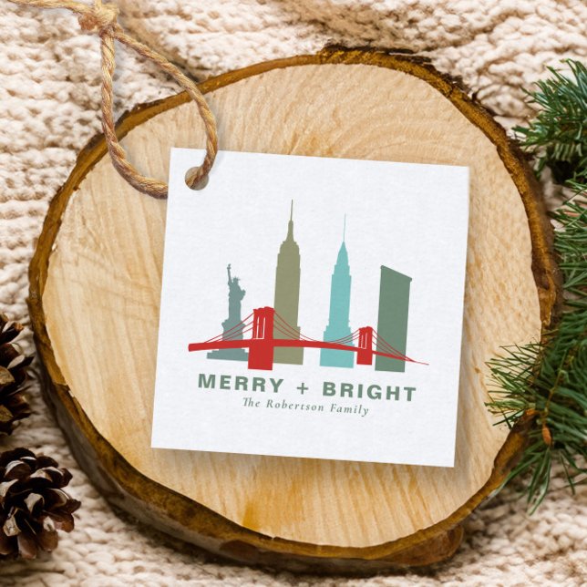 Étiquettes Cadeau Noël à New York, Architecture Skyline Cadeau (Créateur téléchargé)