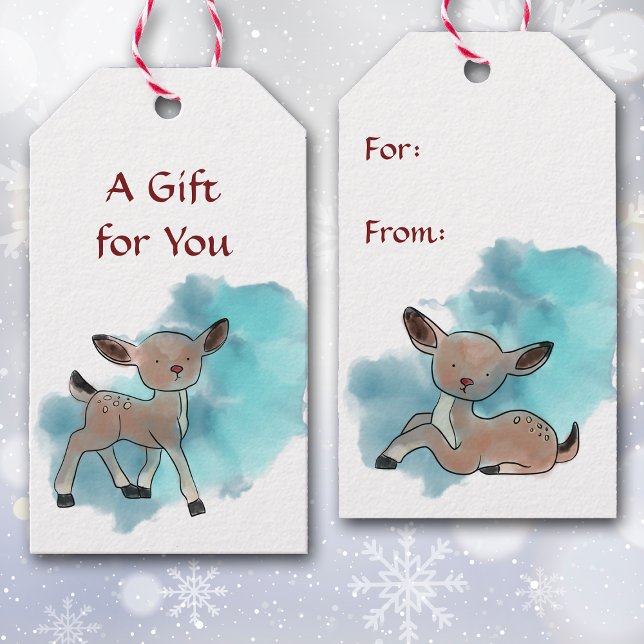 Étiquettes-cadeau Noël adorable aux Cerfs de Bébé (Créateur téléchargé)