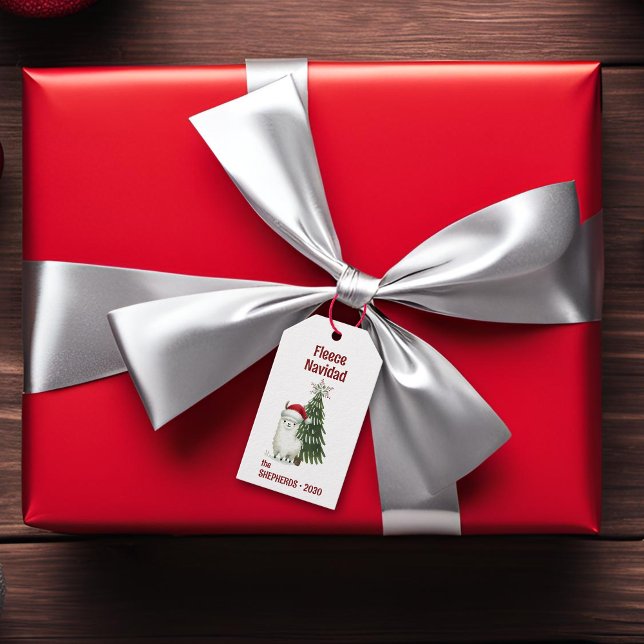 Étiquettes-cadeau Noël Alpaca "Fleece Navidad" (alpaca fleece navidad gift tag)